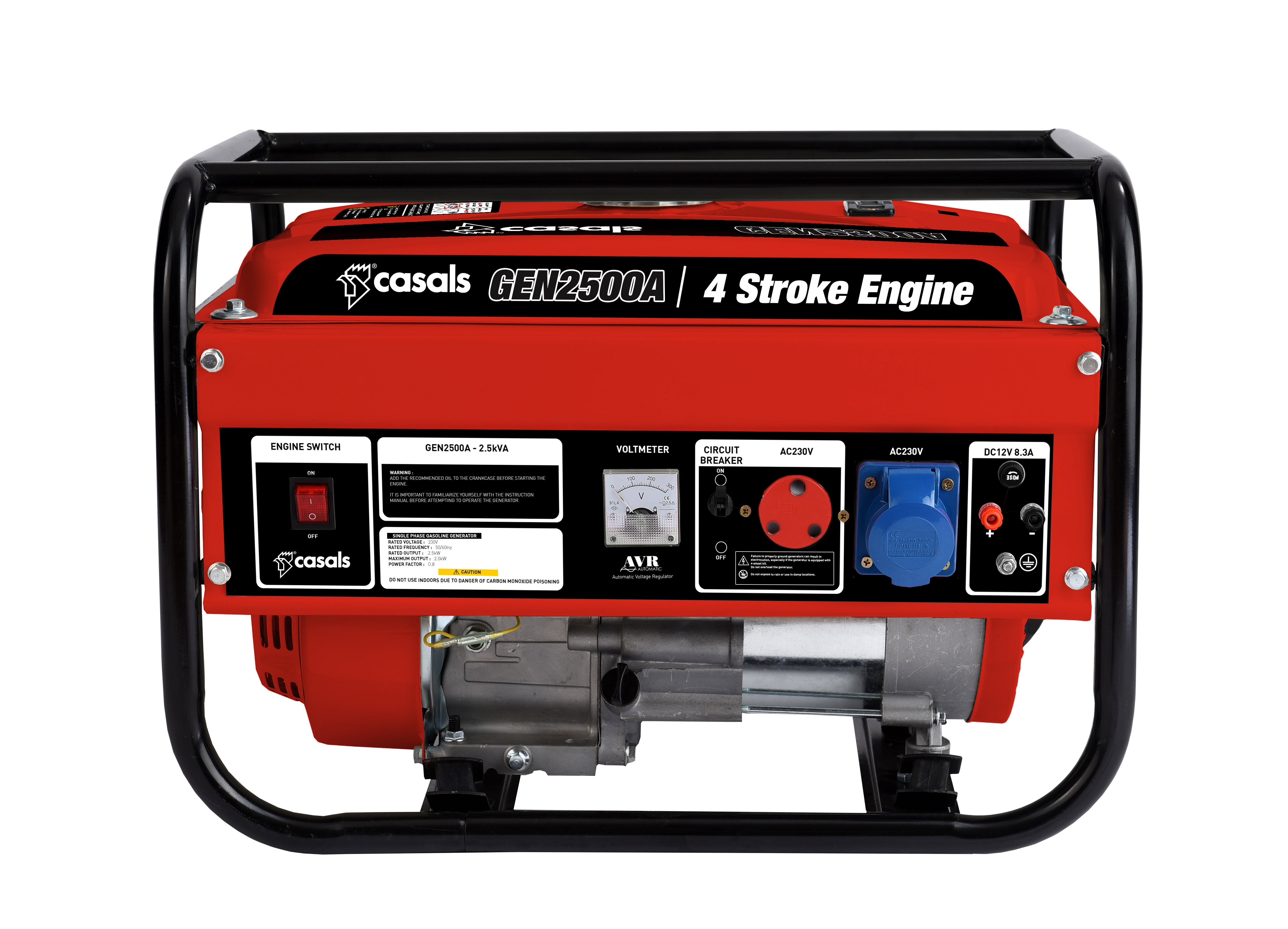Casals Generator Recoil Start Steel Red Single Phase 4 Stroke