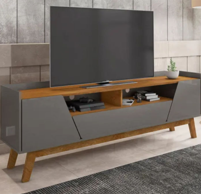 Rack Florenca Plasma Stand -Titanium/Natural