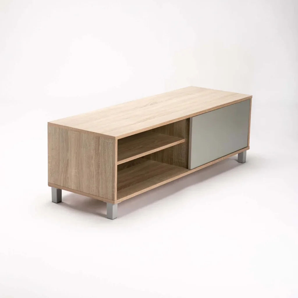 ALLY 1 Door TV Unit in Light Oak – Modern Compact Wooden TV Stand with Storage Shelf and Cabinet – 120cm TV Cabinet for Living Room