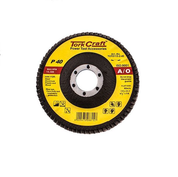 Tork Craft - Flap Disc 115mm 15 Deg.Angle 40Grit A/O - 12 Pack