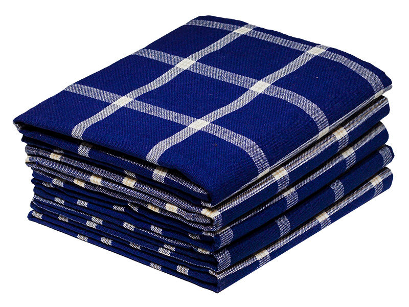 Multipurpose, Easy Fit, Absorbent Kitchen Towel - Design 2029 - 050x080cms - (05 Pc Pack) - Checks - Estate Blue