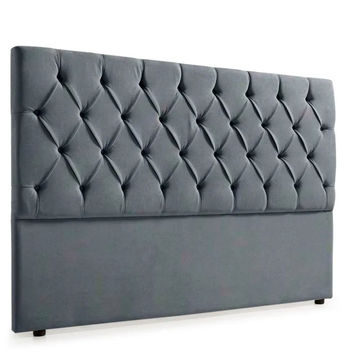 Bella Deep Buttoned Velvet Headboard - Dark Grey - Queen