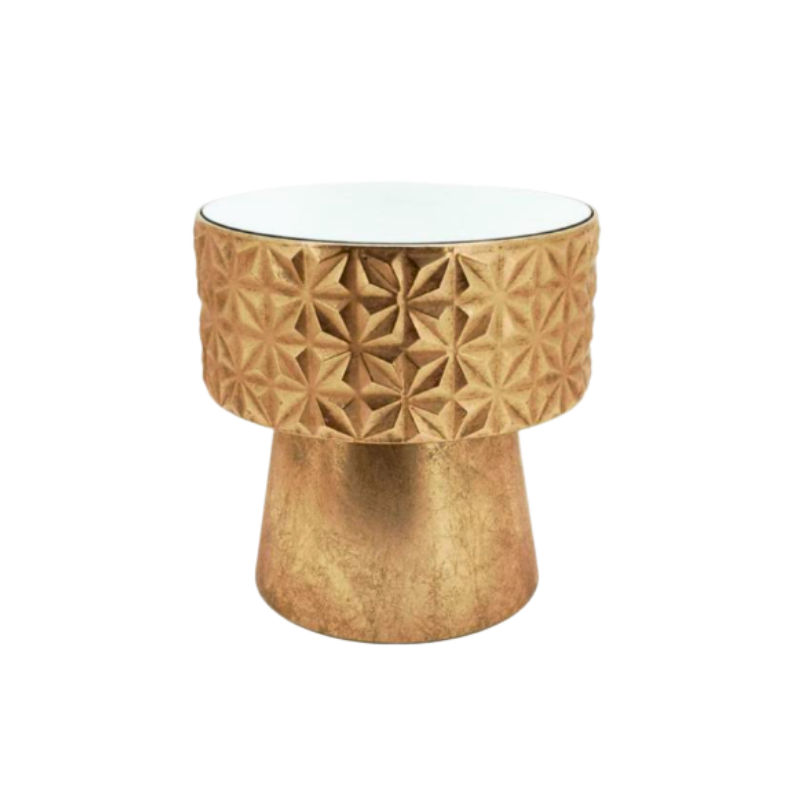 KC FURN - Metal and Mirror Top Side Table