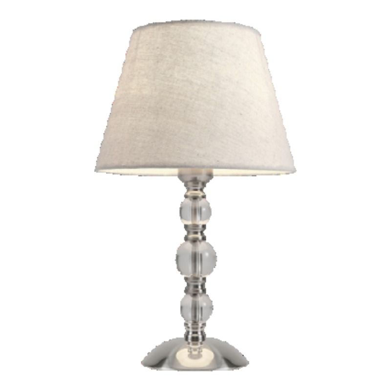 Satin Chrome and Crystal Table Lamp with Hessian Shade