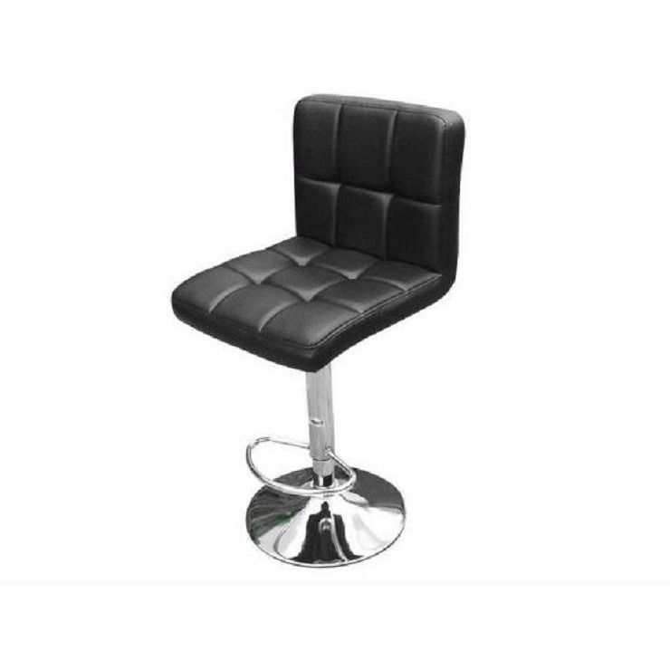 Faux Leather High Back Swivel Bar Stool - Black