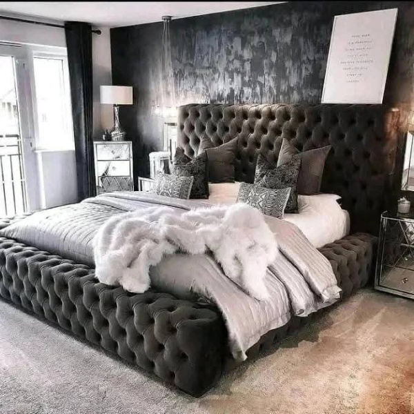 Luxury Tufted Velvet Upholstered Base and Headboard Set - Queen