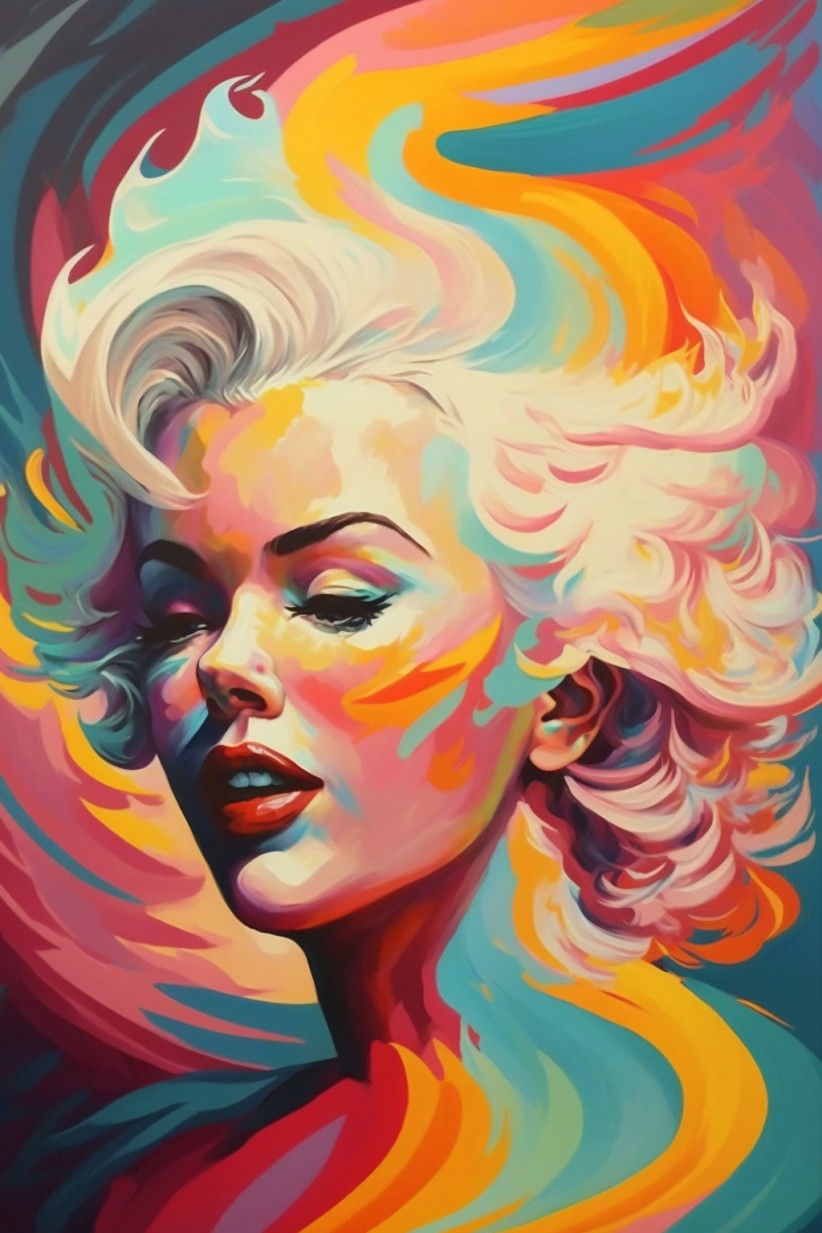 Canvas Wall Art - Marilyn Monroe Abstract Painting - B1543 - [120 x 80 cm]