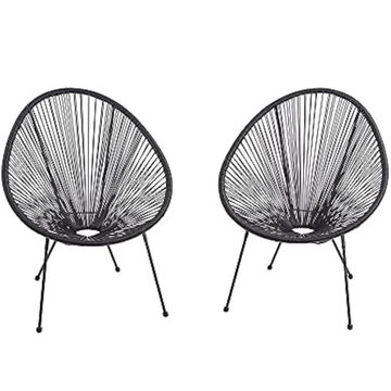 2pc Acapulco String Chair Set (BLACK )– Steel & PE Rattan Design