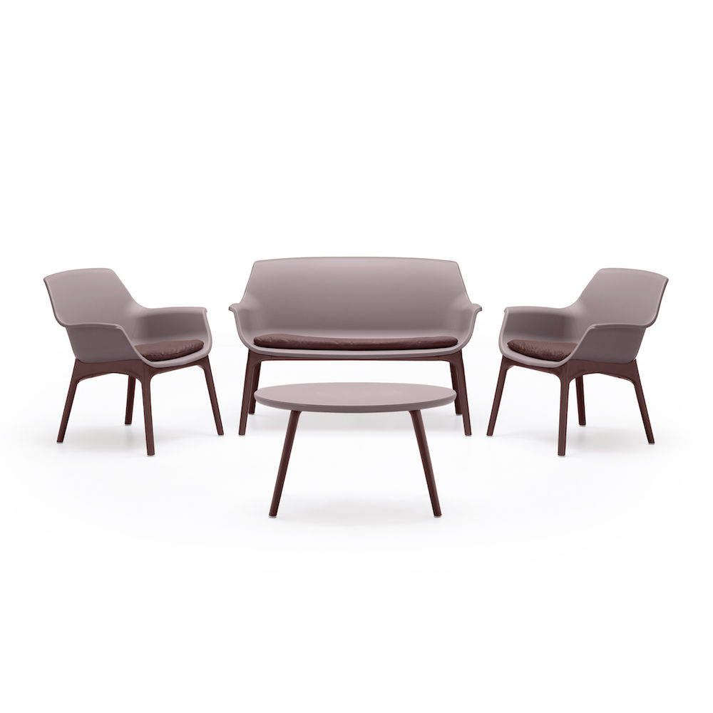 ECONOFURN Bica Luxor 4 Piece Patio Set - Taupe / Brown