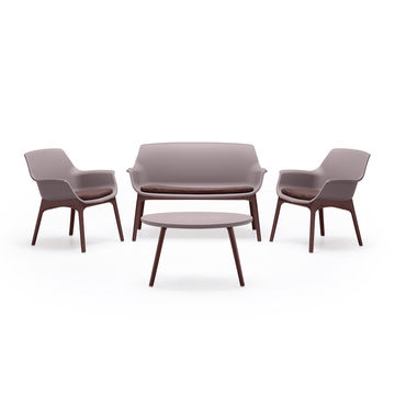 ECONOFURN Bica Luxor 4 Piece Patio Set - Taupe / Brown