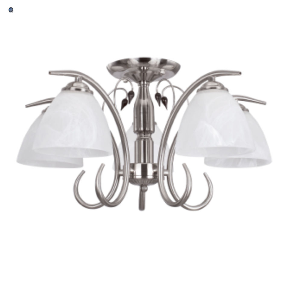 Satin Chrome Chandelier with Frosted Glass