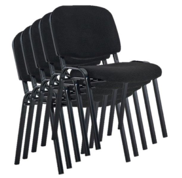 TOCC Contract Fabric Stacking Office Chairs-5 per box - Black