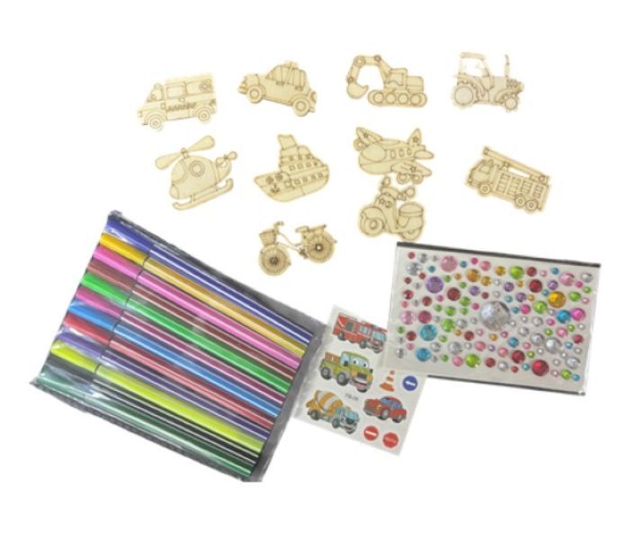 Paint Your Own - Transport - 10 Creations Wood Craft Kit For Kids