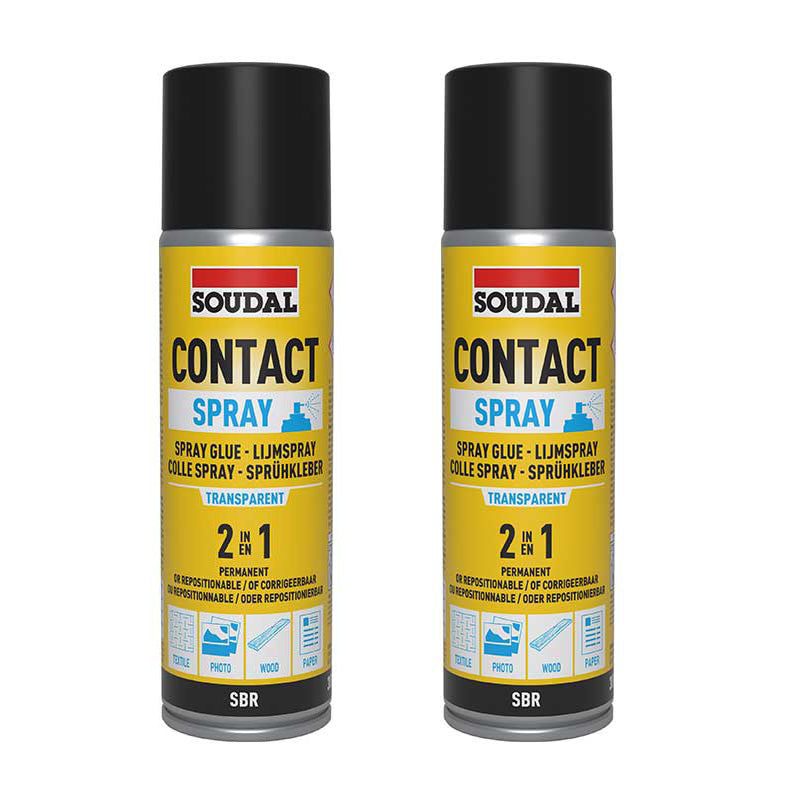 SOUDAL Contact Adhesive Spray 2 in 1 Transparent 300ml ( 2 Pack )