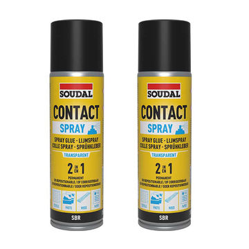 SOUDAL Contact Adhesive Spray 2 in 1 Transparent 300ml ( 2 Pack )