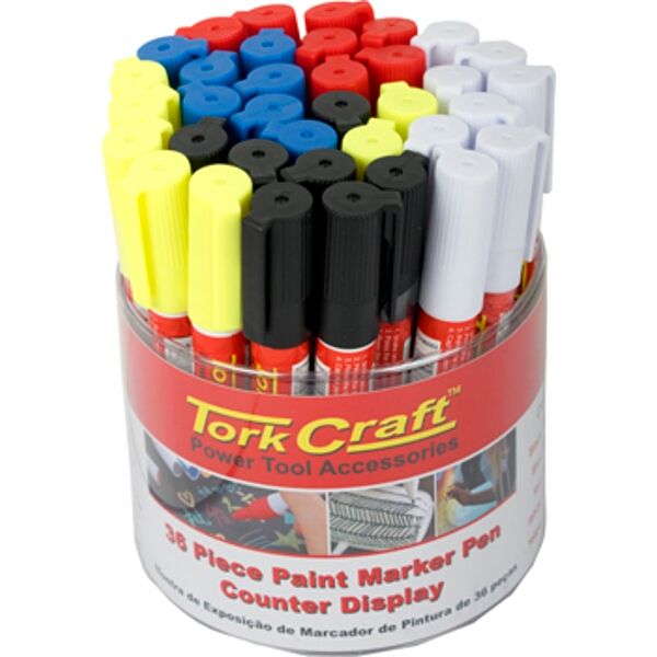 Paint Marker Pen 36Pc Bulk Tub Red/Yel/White/Black/Blue