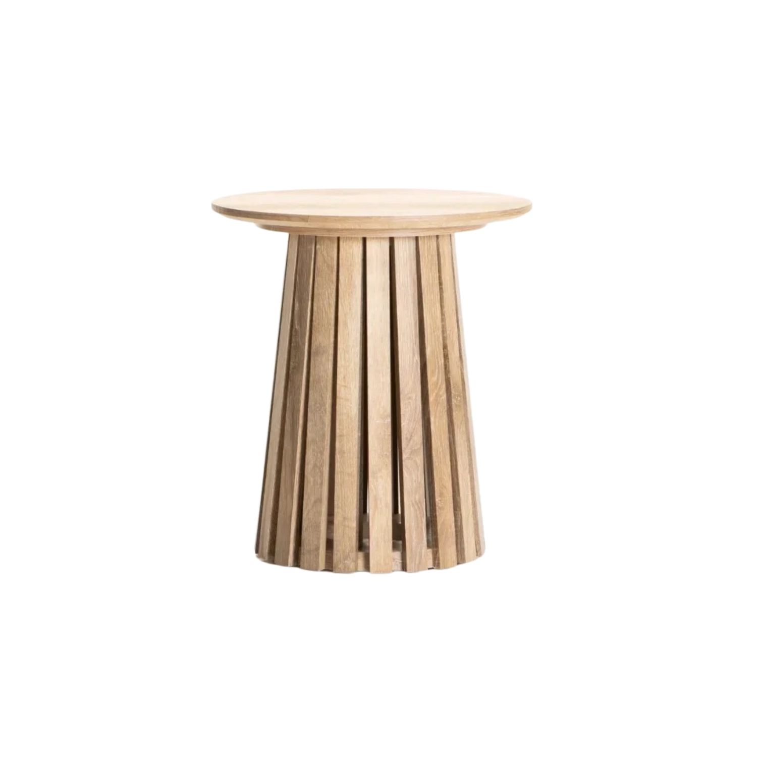 45cm Round Oak Side Table with Slatted Base