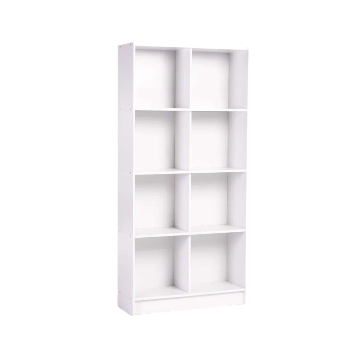 4-Shelf Bookcase with 8 Compartments for Storage - White