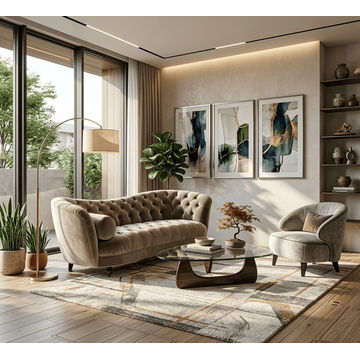 Zhua Royal Tuft Series - Luxury Velvet Sofa & Lounge Chair Combo