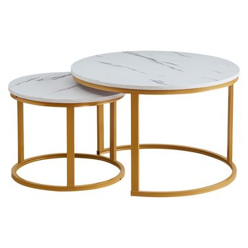 2 Piece Medium Coffee Table Indus Series-White & Gold
