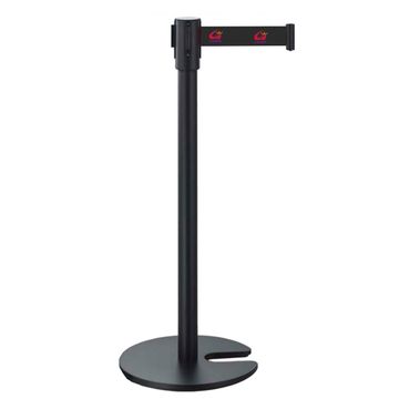 Retractable queue barrier with black belt BY WOODLY