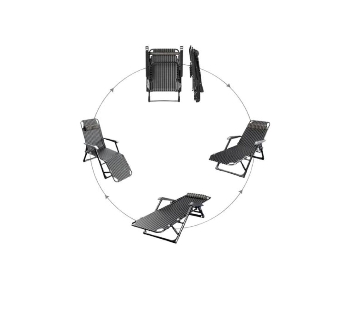 Folding Reclining Lounge Chair, Multi-Position Adjustable, Grey