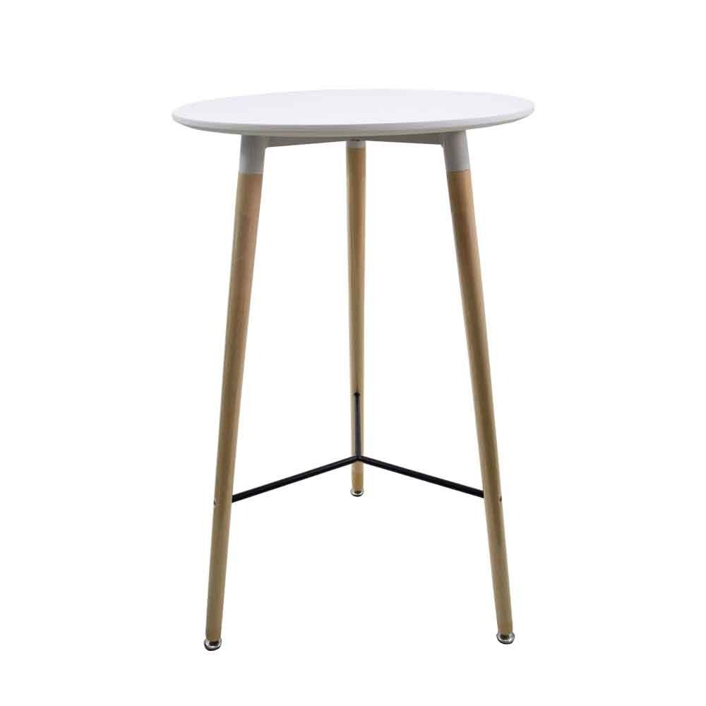 Vividitto - Round Cocktail Tables With Wooden Legs 60cm - White