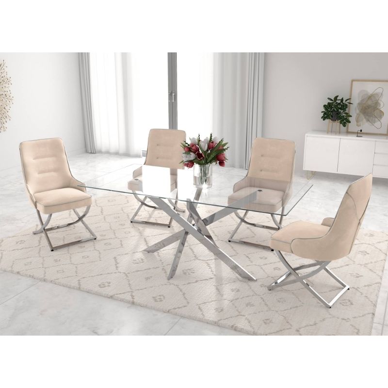 KC FURN-Serita 4 Seater Dining Set (khaki taupe)