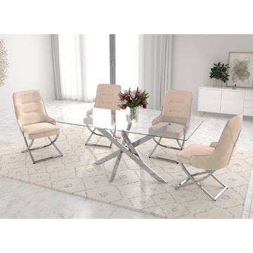 KC FURN-Serita 4 Seater Dining Set (khaki taupe)