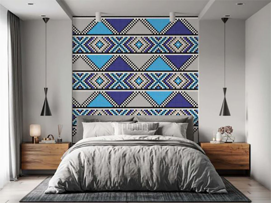Zulu African Print Wallpaper Blue