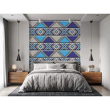 Zulu African Print Wallpaper Blue