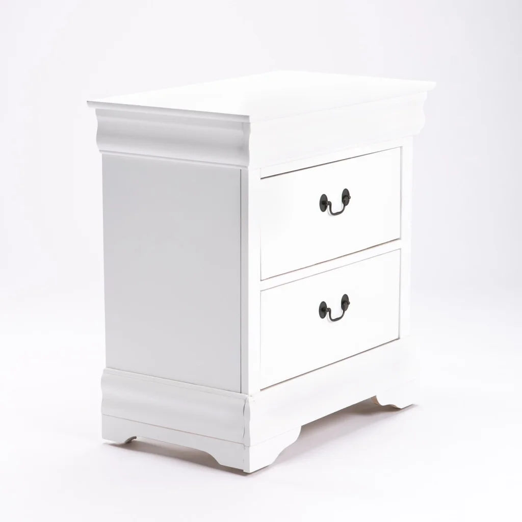 LOUISE 2 Drawer Bedside Pedestal – White Finish | Compact Modern Nightstand