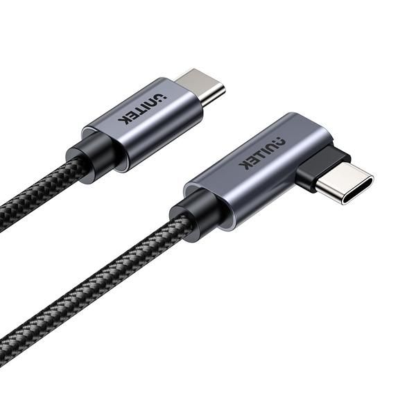 Unitek C14123Bk 100W Usb2.0 Type-C Nylon Braided Cable With 90 Degree Connector - 2M