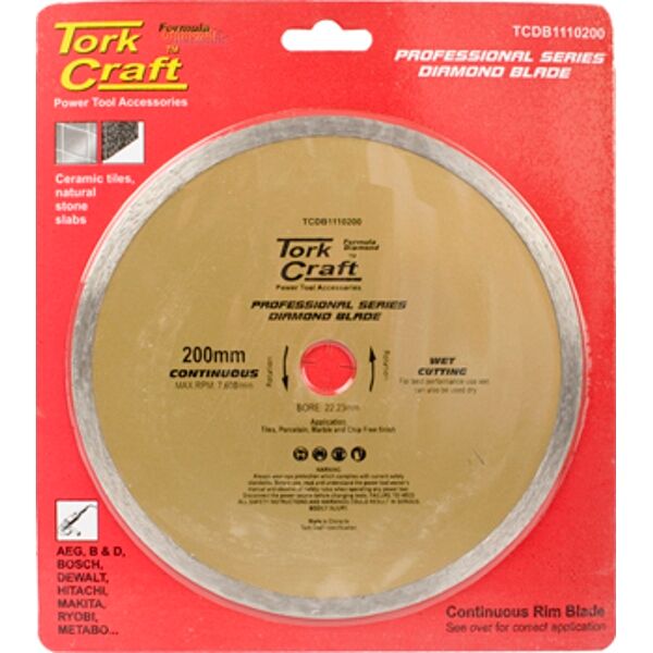 Diamond Blade 200Mm X 22.22 Continues Rim