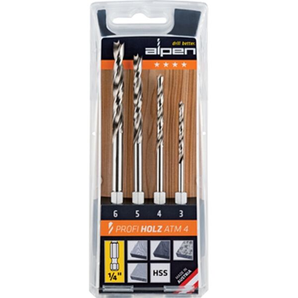 Hex Shank Set Hss For Wood 4 Piece 3 4 5 6Mm