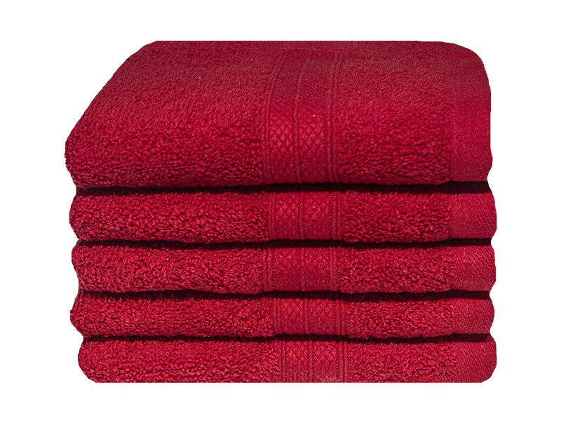 Plush 450GSM 30x50cms Guest Towels-05 Pc Pack-Racing Red