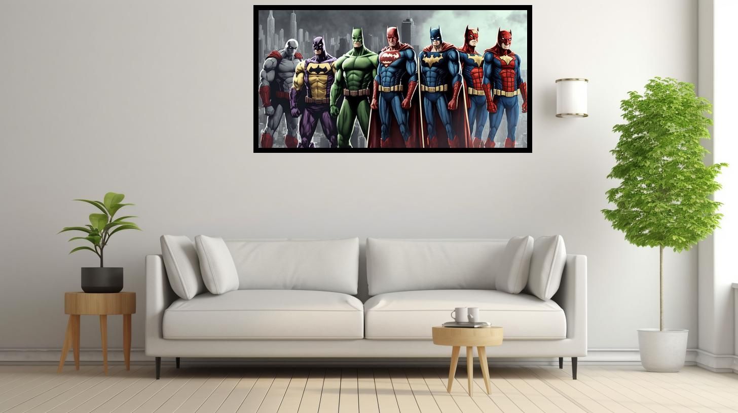 Canvas Wall Art - Canvas Wall Art –Superheroes Interpolated - B1063 [120 x 80 cm]