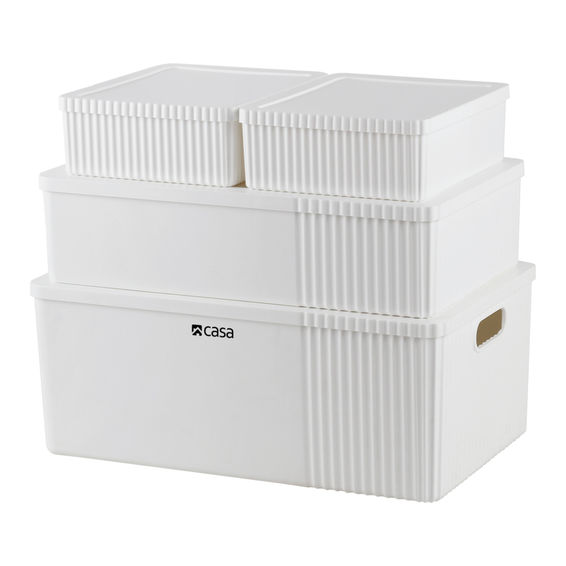 CASA 4PC Decorative Storage Box Set 30L 16L 2x 5L White