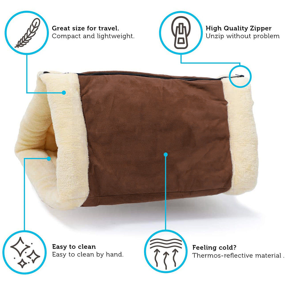 Pet Bed for Small Pets - 2 in 1 Foldable Design with Zipper