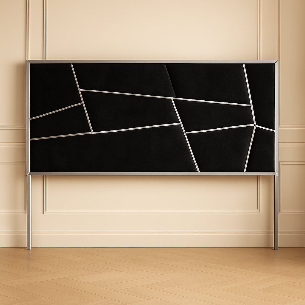EFURN- Regalia King Size Headboard Black & Silver