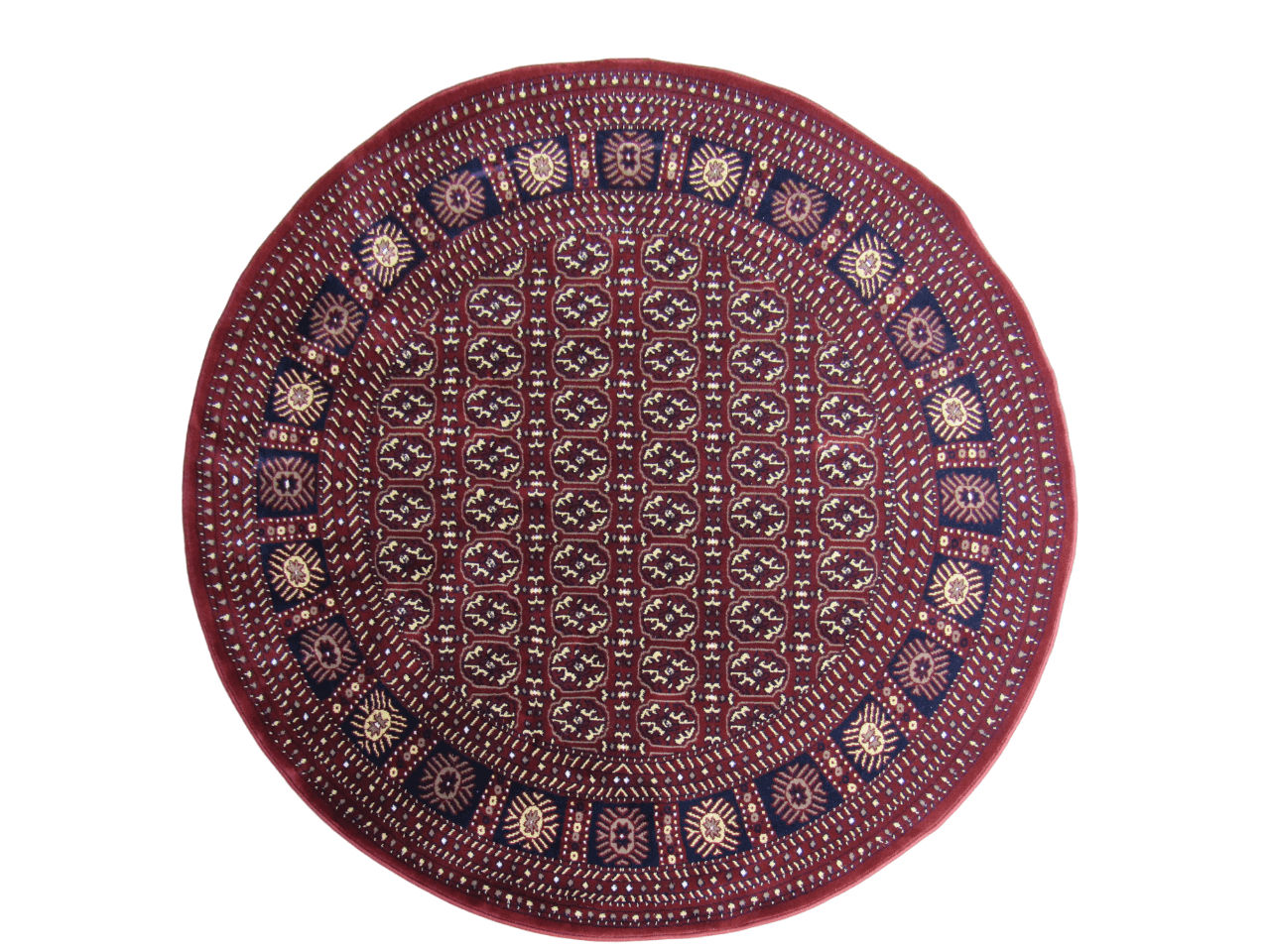 BK Carpets & Rugs –  Persian Inspired Round Rug – Maroon Red & Beige- 1,6 X 1,6m