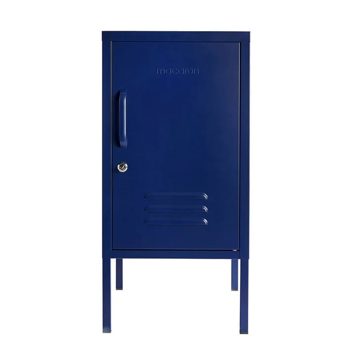 Steel Single Door Bedside Pedestal Locker Shorty Storage Cabinet - Navy Blue