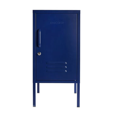 Steel Single Door Bedside Pedestal Locker Shorty Storage Cabinet - Navy Blue