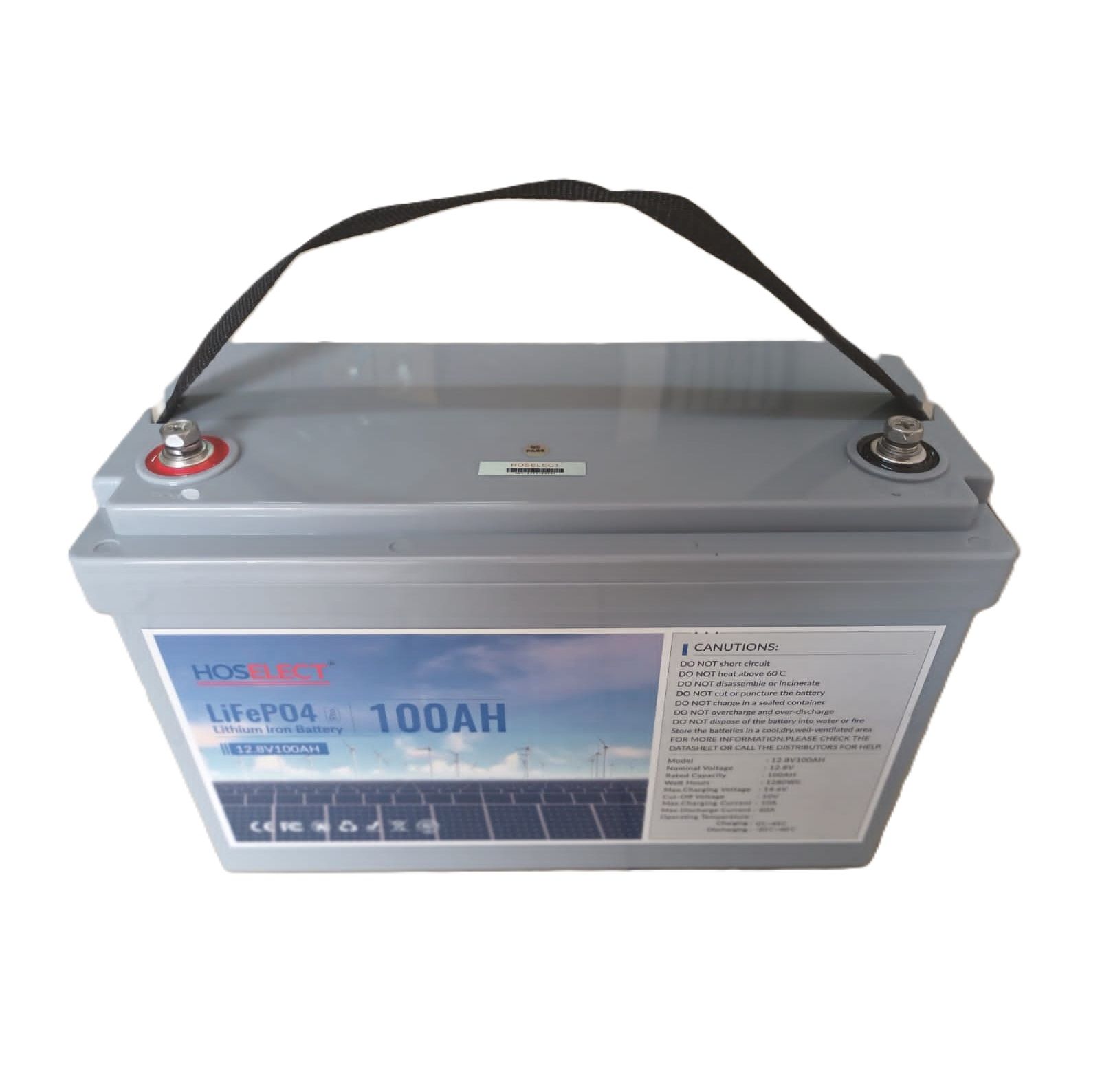 Hoselect 12.8v 100ah Lithium battery (depth of discharge is 60%)