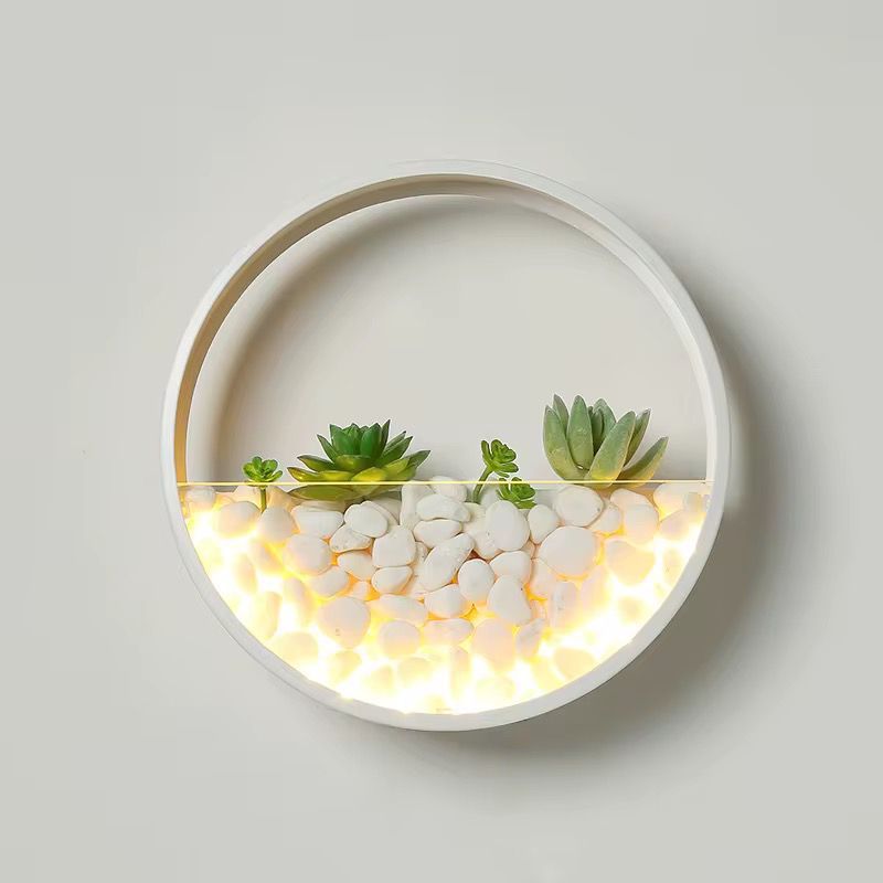 30cm LED Wall Terrarium with Artificial Succulents
