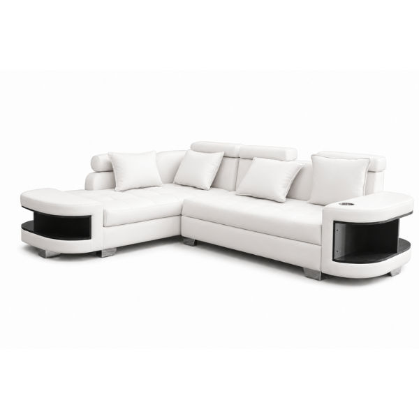 Maggie L Shape Corner Sofa-Bonded Leather White