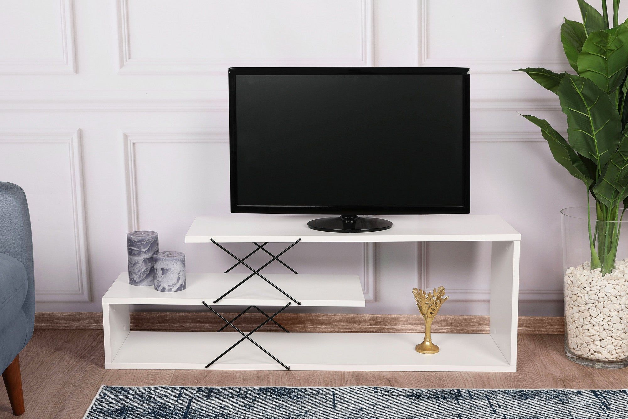 TV Stand Zigzag - White