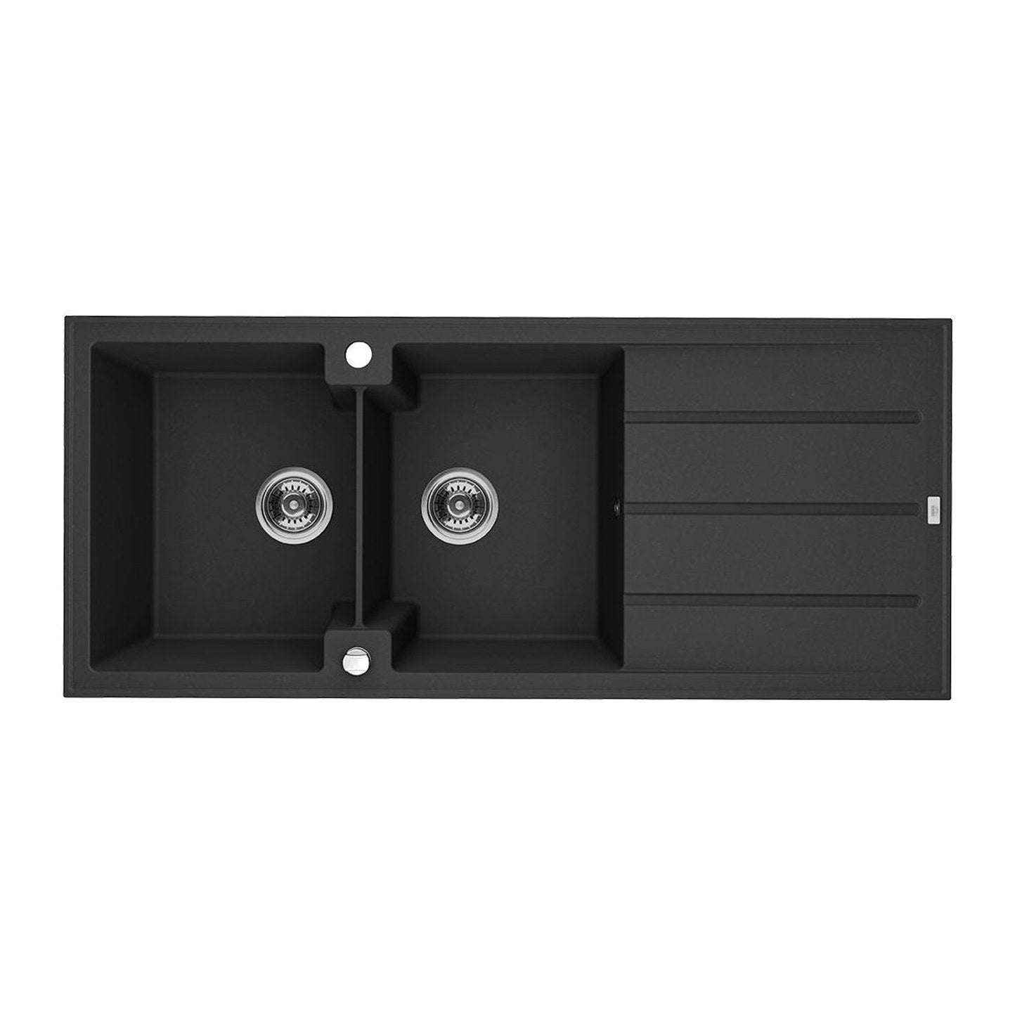 Laveo Canaria 1160 Granite Composite Kitchen Sink 2 Bowl with Drainer - Black