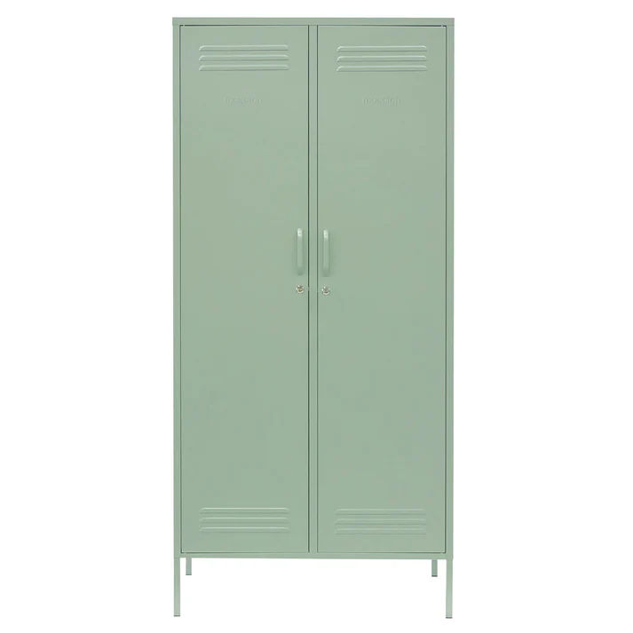 Steel Swing Door Twinny Wardrobe Storage Cabinet Cupboard Locker - Matcha Green