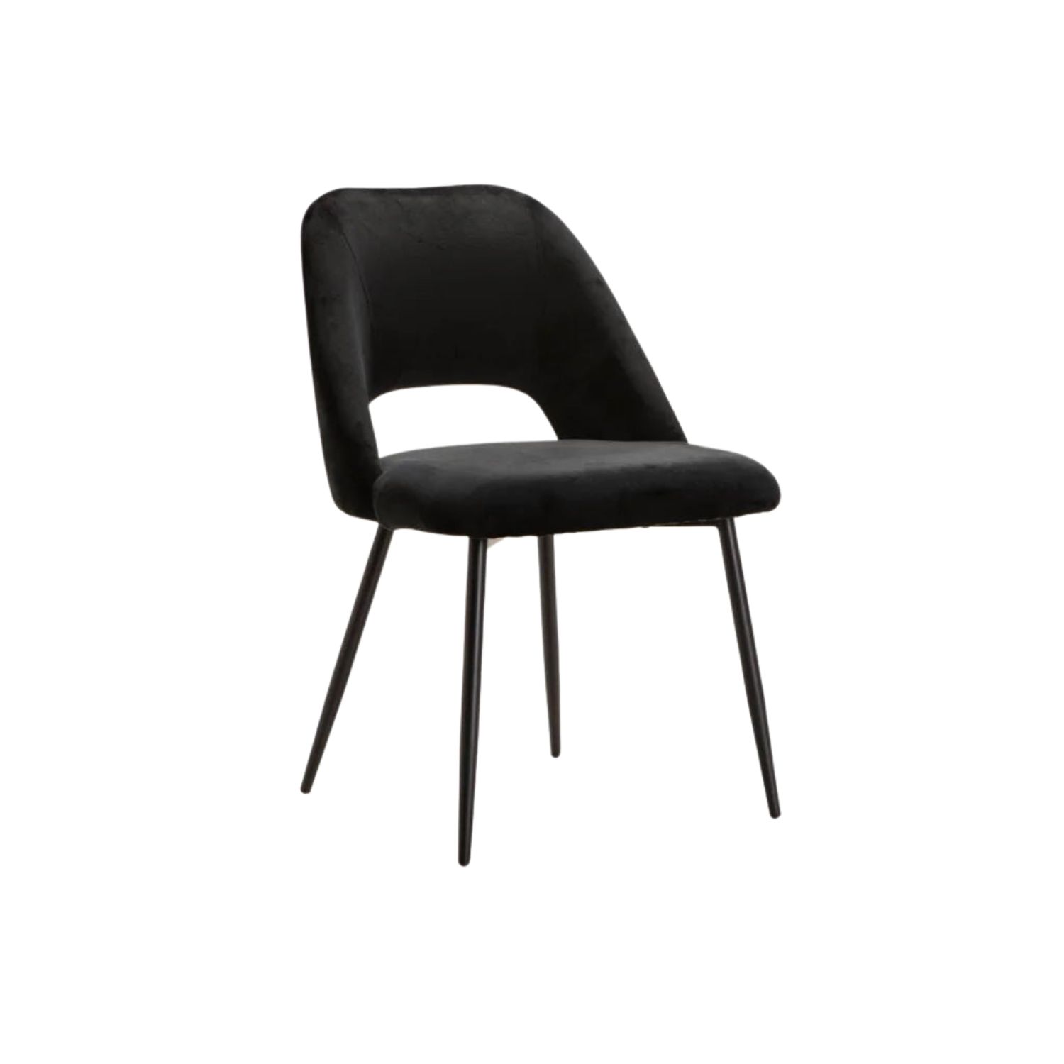 Velvet Upholstered Dining Chair - Black